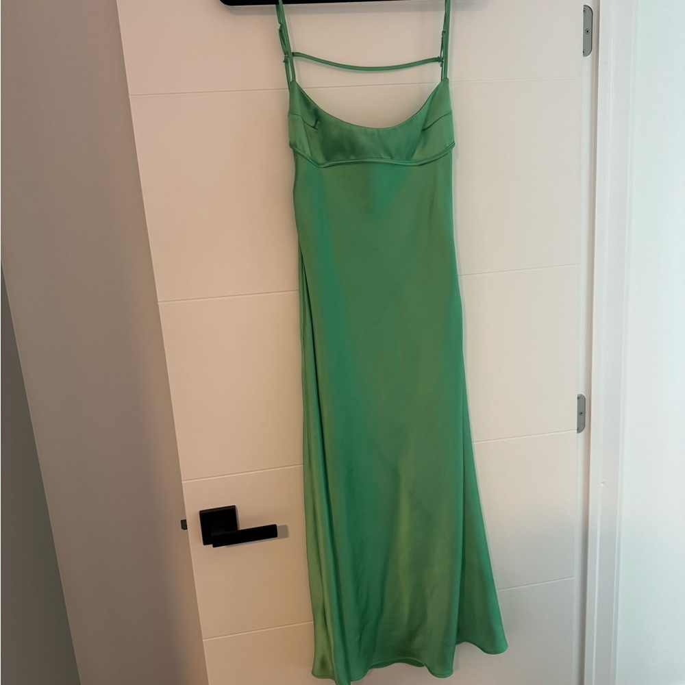 Zara Green Satin Slip Dress